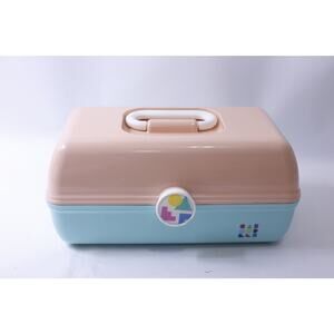 Caboodles, Makeup Organizer, Pink Blue, Folding Mirror, Top Handle, Portable,